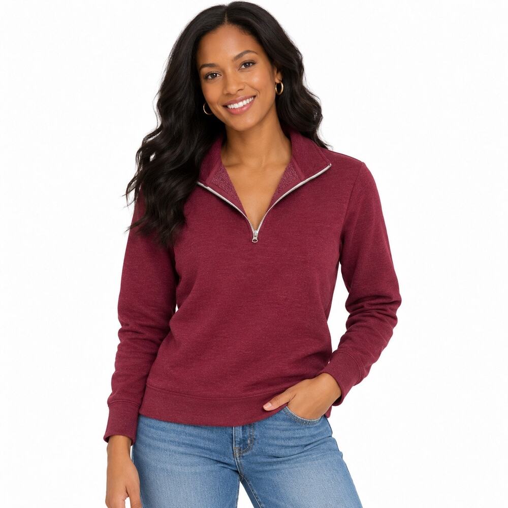 Eddie Bauer1/4 lightweight sweat pullover maroon burgandy women S